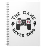 Het spel eindigt nooit notitieboek (Voorkant)