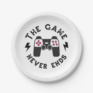 Het spel eindigt nooit papieren bordje