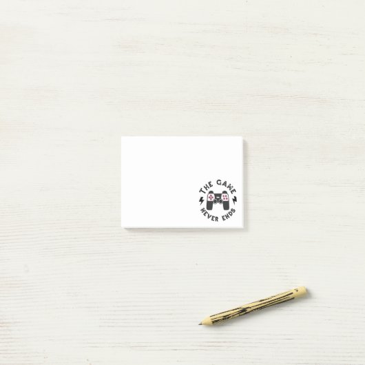 Het spel eindigt nooit post-it® notes (Op bureau)