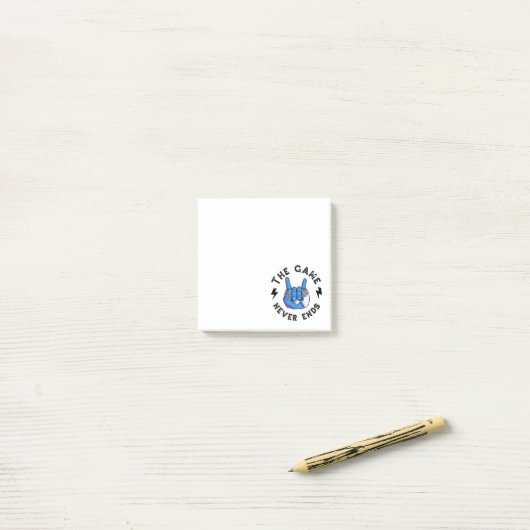 Het spel eindigt nooit post-it® notes (Op bureau)