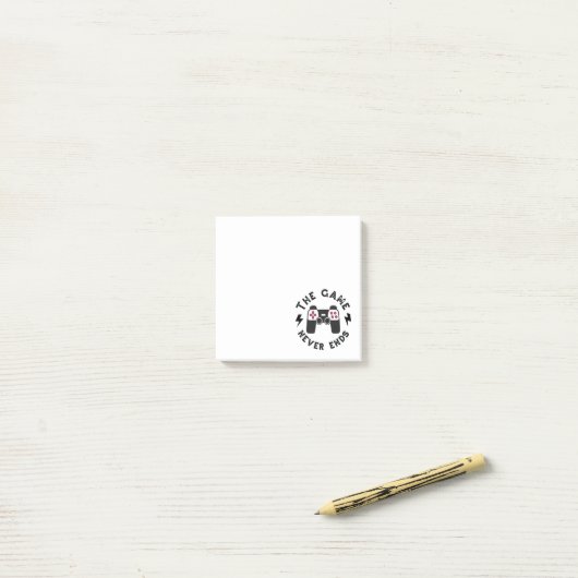 Het spel eindigt nooit post-it® notes (Op bureau)