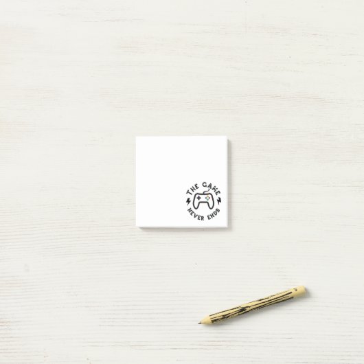 Het spel eindigt nooit post-it® notes (Op bureau)