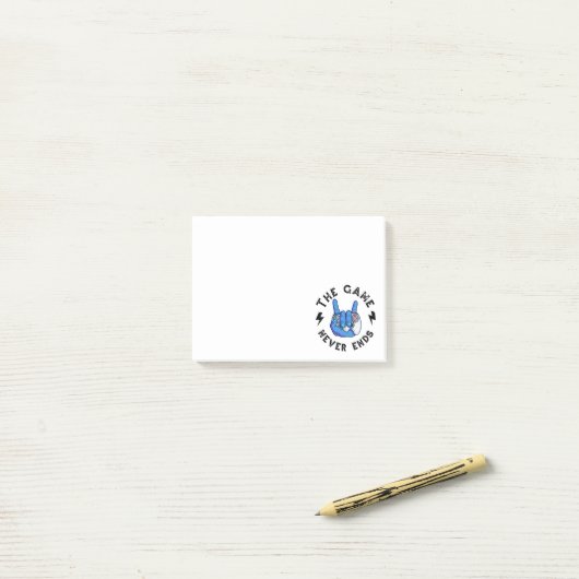 Het spel eindigt nooit post-it® notes (Op bureau)