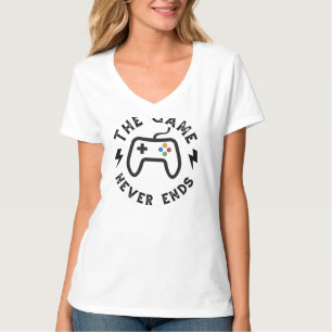 Het spel eindigt nooit t-shirt