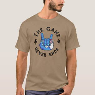 Het spel eindigt nooit t-shirt