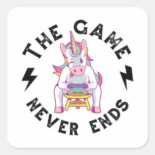 Het spel eindigt nooit vierkante sticker