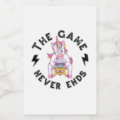 Het spel eindigt nooit voedselcontainer etiket (Enkel label)