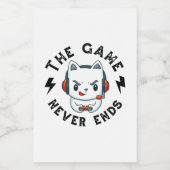 Het spel eindigt nooit voedselcontainer etiket (Enkel label)