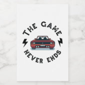 Het spel eindigt nooit voedselcontainer etiket (Enkel label)