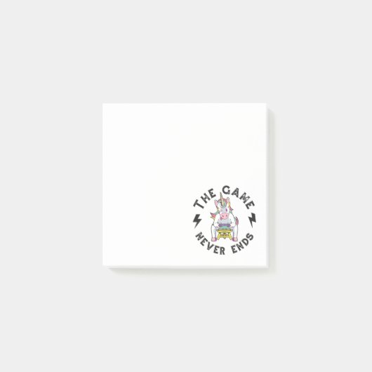 Het spel eindigt nooit voor eenhoorns post-it® notes (Voorkant)
