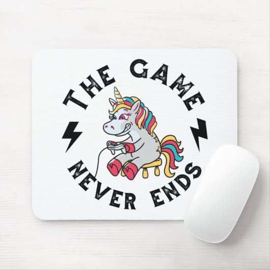 Het spel eindigt nooit voor Unicorns Muismat (Met muis)