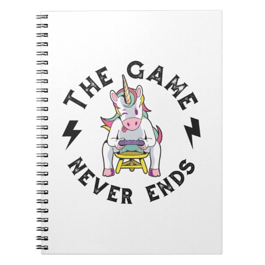 Het spel eindigt nooit voor Unicorns Notitieboek (Voorkant)