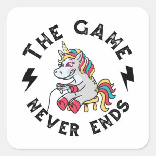 Het spel eindigt nooit voor Unicorns Vierkante Sticker