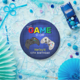 Het spel is aan! | Video Game Birthday Papieren Bordje