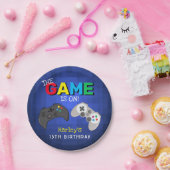 Het spel is aan! | Video Game Birthday Papieren Bordje (Feest)