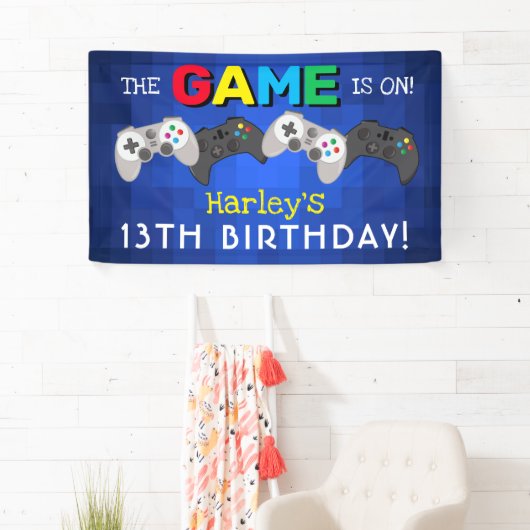 Het spel is aan! | Video Game Birthday Spandoek (Insitu)