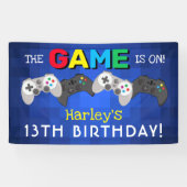 Het spel is aan! | Video Game Birthday Spandoek (Horizontaal)
