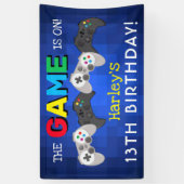 Het spel is aan! | Video Game Birthday Spandoek (Verticaal)