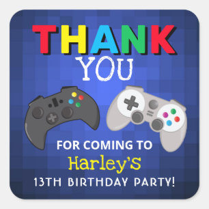 Het spel is begonnen!   Videospel Bedankt Vierkante Sticker