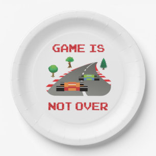 Het spel is niet over Pixelated Video Game Papieren Bordje