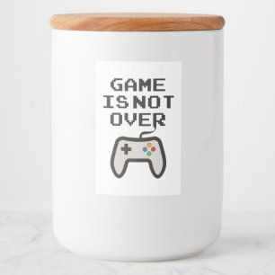 Het spel is nog niet voorbij voedselcontainer etiket