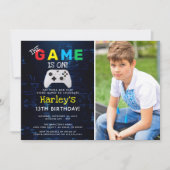 Het spel is uit! Aangepaste Foto Video Game Verjaa Kaart (Voorkant)