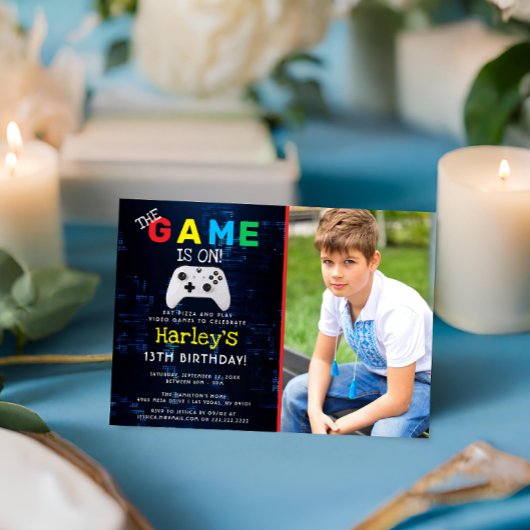 Het spel is uit! Aangepaste Foto Video Game Verjaa Kaart