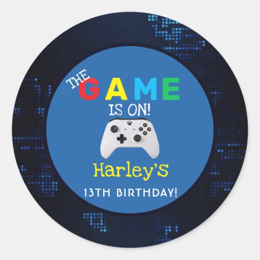 Het spel is uit! Aangepaste Foto Video Game Verjaa Ronde Sticker (Voorkant)