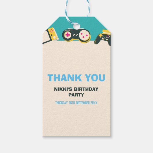 Het spel Tijd Kinder Gepersonaliseerde Gaming Birt Cadeaulabel (Voorkant)