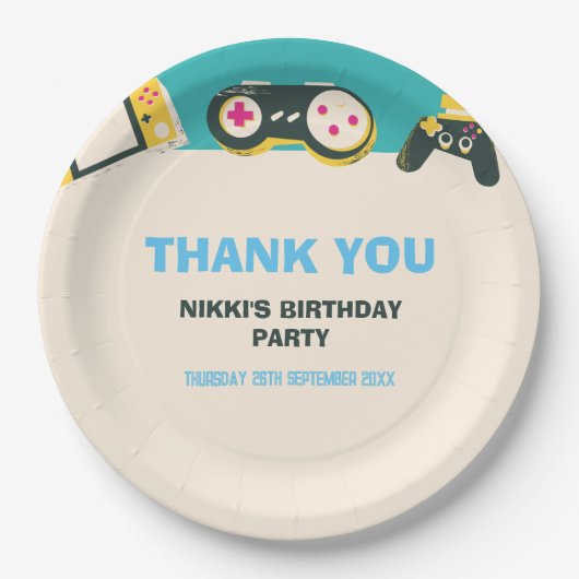 Het spel Tijd Kinder Gepersonaliseerde Gaming Birt Papieren Bordje (Voorkant)