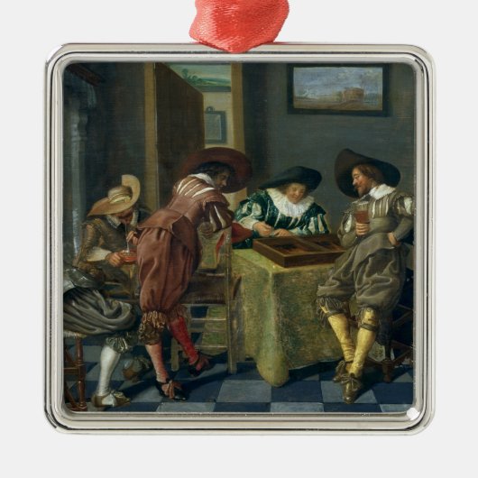 Het spel van Backgammon Metalen Ornament (Voorkant)