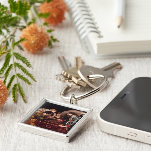 Het spel van Backgammon Sleutelhanger (Zijkant)