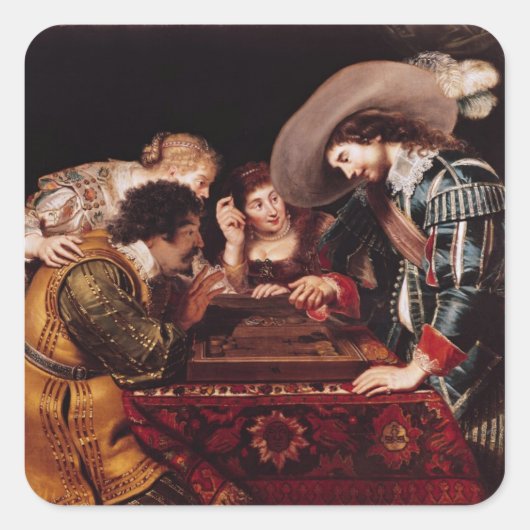 Het spel van Backgammon Vierkante Sticker (Voorkant)