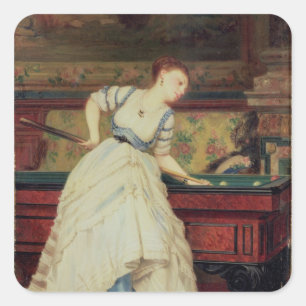 Het spel van Billiards, 19e eeuw Vierkante Sticker