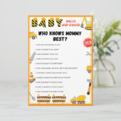 Het spel van het Baby shower van de bouw - editabl Kaart (Staand voorkant)