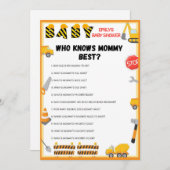 Het spel van het Baby shower van de bouw - editabl Kaart (Voorkant / Achterkant)