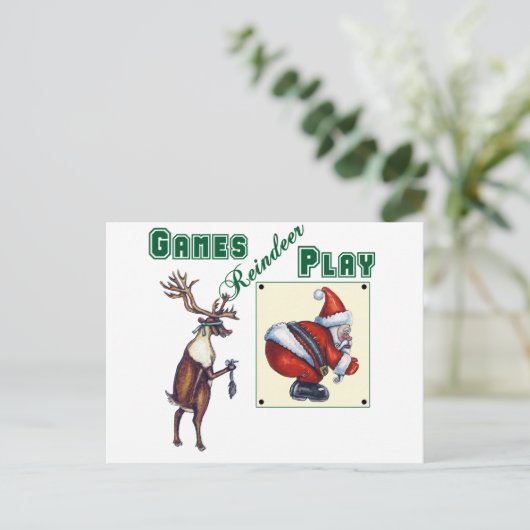 Het Spel van het Rendier van spelen Briefkaart (Staand voorkant)