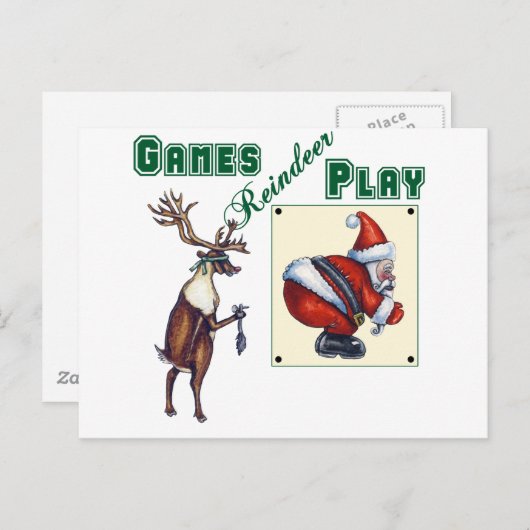 Het Spel van het Rendier van spelen Briefkaart (Voorkant / Achterkant)