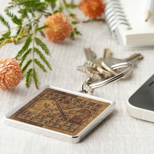 HET SPEL VAN HET SCHAAK IN STEEN SLEUTELHANGER (Zijkant)