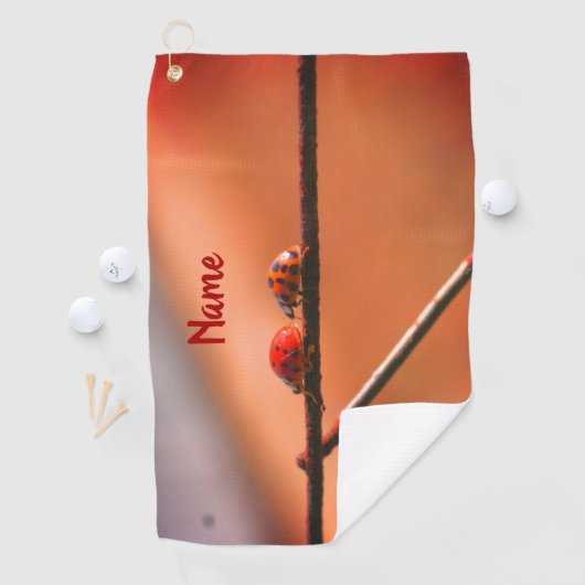 Het spel van Ladybugs volgt de Leider Gepersonalis Golfhanddoek (Insitu)