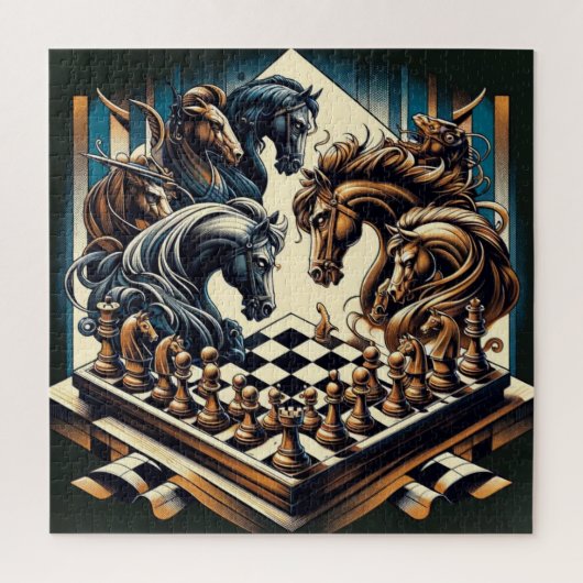 Het spel van ridders - schaken ontmoet fantasie legpuzzel (Verticaal)