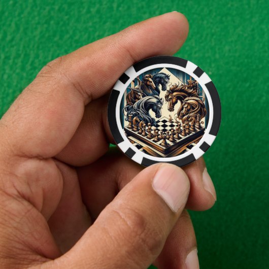 Het spel van ridders - schaken ontmoet fantasie poker chips (Hand)