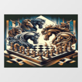 Het spel van ridders - schaken ontmoet fantasie raamsticker (Vel)
