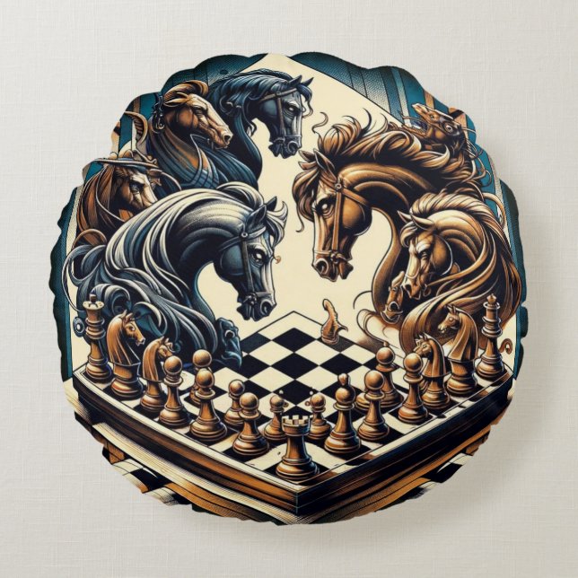 Het spel van ridders - schaken ontmoet fantasie rond kussen (Voorkant)