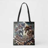 Het spel van ridders - schaken ontmoet fantasie tote bag (Voorkant)
