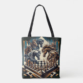 Het spel van ridders - schaken ontmoet fantasie tote bag (Achterkant)