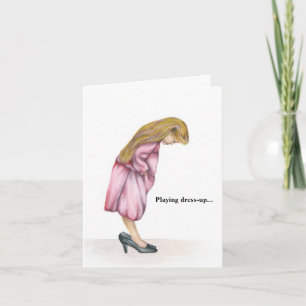Het spelen dress-Up beëindigt nooit vouwd Wenskaar Kaart