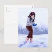 Het spelen in de sneeuw feestdagenkaart (Voorkant / Achterkant)