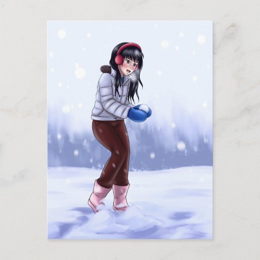 Het spelen in de sneeuw feestdagenkaart (Voorkant)