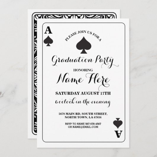 Het spelen Kaart Ace van het Afstuderen van Spades (Voorkant / Achterkant)